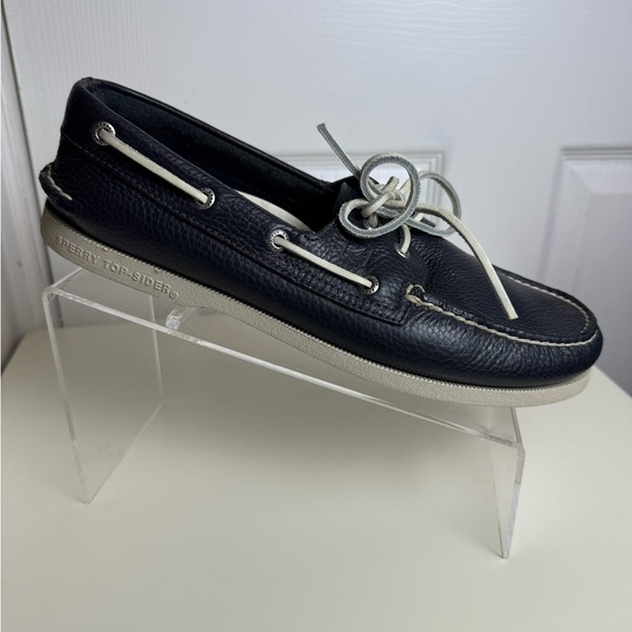 Sperry Top-Sider Men's Navy Leather Boat Shoes Size 9.5W Classic Deck Shoes - Picture 5 of 13
